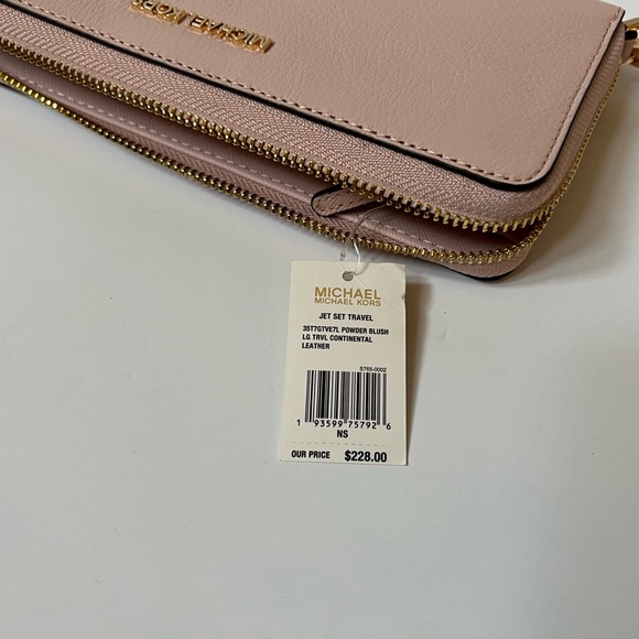 Michael Kors Jet Set Travel Large Continental Wallet Pink Powder Blush - Picture 9 of 9